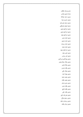 ‫مظلوم‬ ‫يوسف‬ ‫حسن‬
‫خماس‬ ‫حسين‬ ‫حسنه‬
‫عبدالله‬ ‫اسعد‬ ‫حسيب‬
‫حمه‬ ‫غريب‬ ‫حسيب‬
‫خورشيد‬ ‫محمد‬ ‫حسيب‬
‫مصطفى‬ ‫جميل‬ ‫حسيبه‬
‫حسين‬ ‫ابراهيم‬ ‫حسين‬
‫حسين‬ ‫ابراهيم‬ ‫حسين‬
‫مجيد‬ ‫ابراهيم‬ ‫حسين‬
‫حسن‬ ‫احمد‬ ‫حسين‬
‫حسين‬ ‫احمد‬ ‫حسين‬
‫رؤوف‬ ‫احمد‬ ‫حسين‬
‫محمد‬ ‫احمد‬ ‫حسين‬
‫مجيد‬ ‫اسماعيل‬ ‫حسين‬
‫سعيد‬ ‫امين‬ ‫حسين‬
‫يونس‬ ‫انور‬ ‫حسين‬
‫نورالدين‬ ‫بهاءالدين‬ ‫حسين‬
‫عبدالرحمن‬ ‫جالل‬ ‫حسين‬
‫كريم‬ ‫جالل‬ ‫حسين‬
‫حسون‬ ‫جللو‬ ‫حسين‬
‫علي‬ ‫جمال‬ ‫حسين‬
‫احمد‬ ‫جهاد‬ ‫حسين‬
‫حميد‬ ‫حبيب‬ ‫حسين‬
‫خلف‬ ‫حبيب‬ ‫حسين‬
‫صابر‬ ‫حسن‬ ‫حسين‬
‫حسن‬ ‫خلف‬ ‫حسين‬
‫شايع‬ ‫خلف‬ ‫حسين‬
‫علي‬ ‫خلف‬ ‫حسين‬
‫علي‬ ‫خورشيد‬ ‫حسين‬
‫ر‬ ‫حسين‬‫صالح‬ ‫حيم‬
‫دخيل‬ ‫روضان‬ ‫حسين‬
‫خلف‬ ‫زيدان‬ ‫حسين‬
 