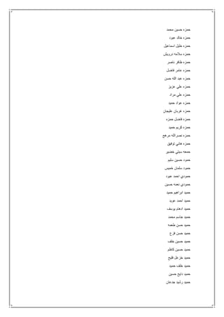 ‫محمد‬ ‫حسين‬ ‫حمزه‬
‫عبود‬ ‫خالد‬ ‫حمزه‬
‫اسماعيل‬ ‫خليل‬ ‫حمزه‬
‫درويش‬ ‫سالمه‬ ‫حمزه‬
‫ناصر‬ ‫ظافر‬ ‫حمزه‬
‫فاضل‬ ‫عامر‬ ‫حمزه‬
‫حسن‬ ‫الله‬ ‫عبد‬ ‫حمزه‬
‫عزيز‬ ‫علي‬ ‫حمزه‬
‫حمزه‬‫مراد‬ ‫علي‬
‫حميد‬ ‫عواد‬ ‫حمزه‬
‫عليجان‬ ‫غربان‬ ‫حمزه‬
‫حمزه‬ ‫فاضل‬ ‫حمزه‬
‫حميد‬ ‫كريم‬ ‫حمزه‬
‫مرهج‬ ‫نصرالله‬ ‫حمزه‬
‫توفيق‬ ‫هاني‬ ‫حمزه‬
‫خضير‬ ‫سبتي‬ ‫حمعه‬
‫سليم‬ ‫حسين‬ ‫حمود‬
‫خميس‬ ‫سلمان‬ ‫حمود‬
‫عبود‬ ‫احمد‬ ‫حمودي‬
‫حسين‬ ‫نعمه‬ ‫حمودي‬
‫حميد‬ ‫ابراهيم‬ ‫حميد‬
‫عويد‬ ‫احمد‬ ‫حميد‬
‫يوسف‬ ‫ادهام‬ ‫حميد‬
‫محمد‬ ‫جاسم‬ ‫حميد‬
‫طعمه‬ ‫حسن‬ ‫حميد‬
‫فزع‬ ‫حسن‬ ‫حميد‬
‫خلف‬ ‫حسين‬ ‫حميد‬
‫كاظم‬ ‫حسين‬ ‫حميد‬
‫فليح‬ ‫خزعل‬ ‫حميد‬
‫حميد‬ ‫خلف‬ ‫حميد‬
‫حسين‬ ‫دايح‬ ‫حميد‬
‫جدعان‬ ‫رشيد‬ ‫حميد‬
 