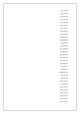 ‫فهد‬ ‫قاسم‬ ‫محمد‬
‫كريم‬ ‫قاسم‬ ‫محمد‬
‫كعيد‬ ‫قاسم‬ ‫محمد‬
‫محمد‬ ‫قاسم‬ ‫محمد‬
‫محمد‬ ‫قاسم‬ ‫محمد‬
‫محمد‬ ‫قاسم‬ ‫محمد‬
‫محمد‬ ‫قاسم‬ ‫محمد‬
‫مفتن‬ ‫قاسم‬ ‫محمد‬
‫حميد‬ ‫قويسم‬ ‫محمد‬
‫احمد‬ ‫كاطع‬ ‫محمد‬
‫كاظم‬ ‫كاطع‬ ‫محمد‬
‫جبر‬ ‫كاظم‬ ‫محمد‬
‫حسن‬ ‫كاظم‬ ‫محمد‬
‫حسون‬ ‫كاظم‬ ‫محمد‬
‫خلف‬ ‫كاظم‬ ‫محمد‬
‫دوخي‬ ‫كاظم‬ ‫محمد‬
‫عبو‬ ‫كاظم‬ ‫محمد‬‫د‬
‫عجيد‬ ‫كاظم‬ ‫محمد‬
‫عوفي‬ ‫كاظم‬ ‫محمد‬
‫فرج‬ ‫كاظم‬ ‫محمد‬
‫كريم‬ ‫كاظم‬ ‫محمد‬
‫كطامي‬ ‫كاظم‬ ‫محمد‬
‫بنيان‬ ‫كامل‬ ‫محمد‬
‫مفتن‬ ‫كامل‬ ‫محمد‬
‫جالل‬ ‫كثير‬ ‫محمد‬
‫جبر‬ ‫كريم‬ ‫محمد‬
‫حسين‬ ‫كريم‬ ‫محمد‬
‫خلف‬ ‫كريم‬ ‫محمد‬
‫سليط‬ ‫كريم‬ ‫محمد‬
‫طارش‬ ‫كريم‬ ‫محمد‬
‫عيدان‬ ‫كريم‬ ‫محمد‬
‫غاسم‬ ‫كريم‬ ‫محمد‬
 