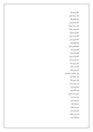 ‫نعيم‬ ‫كريم‬ ‫ناطق‬
‫شنيح‬ ‫مزهر‬ ‫ناظر‬
‫فلك‬ ‫جعاتي‬ ‫ناظم‬
‫عيسى‬ ‫جماغ‬ ‫ناظم‬
‫عبدالله‬ ‫رسول‬ ‫ناظم‬
‫ناظم‬‫حافظ‬ ‫ساجت‬
‫عجيل‬ ‫شوله‬ ‫ناظم‬
‫منخي‬ ‫عزيز‬ ‫ناظم‬
‫صبي‬ ‫غازي‬ ‫ناظم‬
‫جبار‬ ‫كاظم‬ ‫ناظم‬
‫مناتي‬ ‫كطامي‬ ‫ناظم‬
‫مسلم‬ ‫نعيم‬ ‫ناظم‬
‫حمود‬ ‫هاشم‬ ‫ناظم‬
‫ختويه‬ ‫هندال‬ ‫ناظم‬
‫غانم‬ ‫حمادي‬ ‫ناعم‬
‫سيام‬ ‫تركي‬ ‫ناهي‬
‫حيال‬ ‫شذر‬ ‫نايف‬
‫خلف‬ ‫حسين‬ ‫نبيل‬
‫عبدالحسين‬ ‫عبدالحسن‬ ‫نبيل‬
‫كريم‬ ‫عبدالله‬ ‫نبيل‬
‫لفته‬ ‫عريبي‬ ‫نبيل‬
‫ع‬ ‫نبيل‬‫حسان‬ ‫يسى‬
‫جاسم‬ ‫كريم‬ ‫نبيل‬
‫حسين‬ ‫مالك‬ ‫نبيل‬
‫فريح‬ ‫صاحب‬ ‫نجاح‬
‫عبيد‬ ‫وحيد‬ ‫نجام‬
‫كريم‬ ‫جمعه‬ ‫نجم‬
‫لفته‬ ‫جمعه‬ ‫نجم‬
‫طعمه‬ ‫زهر‬ ‫نجم‬
‫شذر‬ ‫زهراو‬ ‫نجم‬
‫مطشر‬ ‫زيدان‬ ‫نجم‬
‫نجم‬ ‫شكاره‬ ‫نجم‬
 