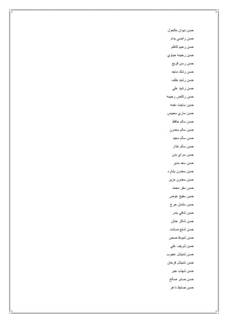 ‫مكحول‬ ‫ديوان‬ ‫حسن‬
‫يدام‬ ‫راضي‬ ‫حسن‬
‫كاظم‬ ‫رحيم‬ ‫حسن‬
‫حياوي‬ ‫رحيمه‬ ‫حسن‬
‫فزيع‬ ‫رسن‬ ‫حسن‬
‫ماجد‬ ‫رشك‬ ‫حسن‬
‫خلف‬ ‫رشيد‬ ‫حسن‬
‫علي‬ ‫رشيد‬ ‫حسن‬
‫رحيمه‬ ‫ركاض‬ ‫حسن‬
‫نعمه‬ ‫ساجت‬ ‫حسن‬
‫محيبس‬ ‫ساري‬ ‫حسن‬
‫حافظ‬ ‫سالم‬ ‫حسن‬
‫سعدون‬ ‫سالم‬ ‫حسن‬
‫سعيد‬ ‫سالم‬ ‫حسن‬
‫عذار‬ ‫سالم‬ ‫حسن‬
‫بدن‬ ‫سراي‬ ‫حسن‬
‫مدير‬ ‫سعد‬ ‫حسن‬
‫بشاره‬ ‫سعدون‬ ‫حسن‬
‫مزير‬ ‫سعدون‬ ‫حسن‬
‫محمد‬ ‫سفر‬ ‫حسن‬
‫عوض‬ ‫سفيح‬ ‫حسن‬
‫حرج‬ ‫سلمان‬ ‫حسن‬
‫بندر‬ ‫شافي‬ ‫حسن‬
‫حنش‬ ‫شاكر‬ ‫حسن‬
‫صانت‬ ‫شايع‬ ‫حسن‬
‫صحن‬ ‫شبوط‬ ‫حسن‬
‫علي‬ ‫شريف‬ ‫حسن‬
‫عجوب‬ ‫شنيشل‬ ‫حسن‬
‫فرحان‬ ‫شنيشل‬ ‫حسن‬
‫جبر‬ ‫شهاب‬ ‫حسن‬
‫صالح‬ ‫صابر‬ ‫حسن‬
‫داغر‬ ‫صابط‬ ‫حسن‬
 