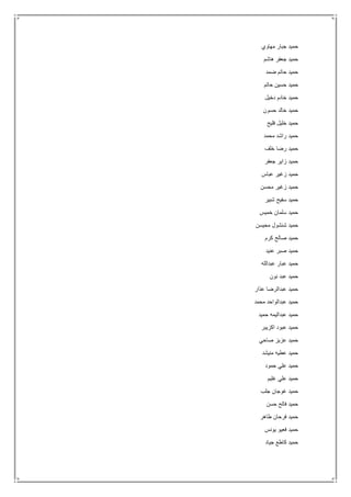 ‫مهاوي‬ ‫جبار‬ ‫حميد‬
‫هاشم‬ ‫جعفر‬ ‫حميد‬
‫ضمد‬ ‫حاتم‬ ‫حميد‬
‫حاتم‬ ‫حسين‬ ‫حميد‬
‫دخيل‬ ‫خادم‬ ‫حميد‬
‫حسون‬ ‫خالد‬ ‫حميد‬
‫فليح‬ ‫خليل‬ ‫حميد‬
‫محمد‬ ‫راشد‬ ‫حميد‬
‫خلف‬ ‫رضا‬ ‫حميد‬
‫جعفر‬ ‫زاير‬ ‫حميد‬
‫عباس‬ ‫زغير‬ ‫حميد‬
‫محسن‬ ‫زغير‬ ‫حميد‬
‫شبير‬ ‫سفيح‬ ‫حميد‬
‫خميس‬ ‫سلمان‬ ‫حميد‬
‫محيسن‬ ‫شنشول‬ ‫حميد‬
‫كرم‬ ‫صالح‬ ‫حميد‬
‫عنيد‬ ‫صبر‬ ‫حميد‬
‫عبدالله‬ ‫عبار‬ ‫حميد‬
‫نون‬ ‫عبد‬ ‫حميد‬
‫عذار‬ ‫عبدالرضا‬ ‫حميد‬
‫محمد‬ ‫عبدالواحد‬ ‫حميد‬
‫حميد‬ ‫عبداليمه‬ ‫حميد‬
‫اكزيبر‬ ‫عبود‬ ‫حميد‬
‫صاحي‬ ‫عزيز‬ ‫حميد‬
‫منيشد‬ ‫عطيه‬ ‫حميد‬
‫حمود‬ ‫علي‬ ‫حميد‬
‫غليم‬ ‫علي‬ ‫حميد‬
‫جلب‬ ‫غوجان‬ ‫حميد‬
‫حسن‬ ‫فالح‬ ‫حميد‬
‫طاهر‬ ‫فرحان‬ ‫حميد‬
‫يونس‬ ‫فعيو‬ ‫حميد‬
‫جياد‬ ‫كاطع‬ ‫حميد‬
 