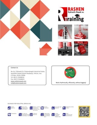 Contact Us
No.16, 17(Kaveh) St, Chahardangeh Industrial Estate,
Ayatollah Saeedi (Saveh Roadway), Tehran, Iran.
P.O Box: 33191-55858
Tel +98 21 55448416
Fax +98 21 55448421
www.rashennopak.com
info@rashennopak.com Work rhythmically, efficiently, without lagging!
 