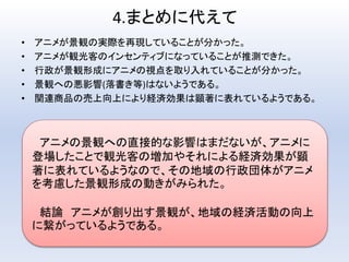 聖地巡礼と経済の活性化をめぐる景観形成に関して 聖地巡礼と経済の活性化をめぐる景観形成に関して