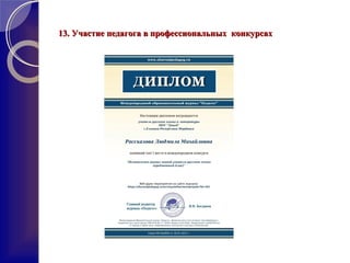 13. Участие педагога в профессиональных конкурсах13. Участие педагога в профессиональных конкурсах
 