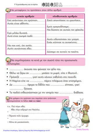 7α
Ο χιονάνθρωπος και το κορίτσι
Ευνίκη ΤοκατλήΕπιμέλεια επανάληψης: Χρήστος Χαρμπής http://kritiria.blogspot.gr σελ.45
 