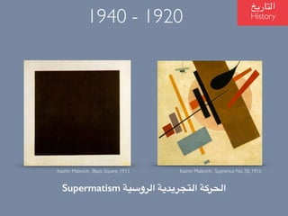 Supermatism ????????? ??????????? ????????
?????????
History1940 - 1920
Kasmir Malevich, Supremus No. 58, 1916Kasmir Malevich, Black Square, 1913
 
