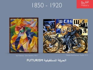 ?????????
History
Natalia Goncharova, Cyclist, 1913
FUTURISM ???????????? ????????
Sea=Dancer, Gino Severini, 1913
1850 - 1920
 