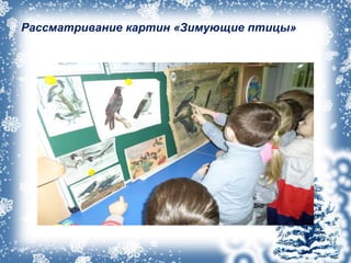 Рассматривание картин «Зимующие птицы»
 