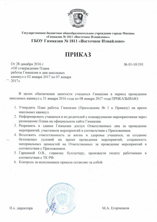 План Работы На Новогодние Каникулы