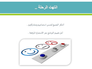 ‫ومشاركتهم‬‫استماعهم‬‫لحسن‬‫الجميع‬ ‫أشكر‬..
‫املرفقة‬‫ة‬‫ر‬‫االستما‬‫عبر‬‫البرنامج‬‫تقييم‬‫آمل‬..
 