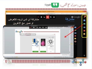 ‫أي‬ ‫مشاركة‬‫شئ‬‫كالعرض‬ ‫تريده‬
‫اآلخرين‬ ‫مع‬ ‫صور‬ ‫او‬
‫دوات‬‫لإ‬‫ا‬(‫ي‬‫ك‬‫م‬‫ل‬‫إ‬‫ح‬‫ط‬‫س‬
‫ة‬‫ك‬‫ار‬‫ش‬‫م‬‫ث‬)
 