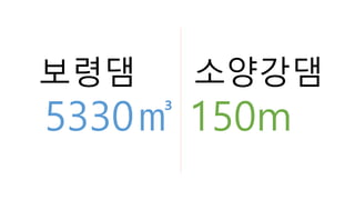 보령댐 소양강댐
5330㎥ 150m
 