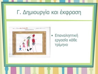 Γ. Δημιουργία και έκφραση
• Επαναληπτική
εργασία κάθε
τρίμηνο
 