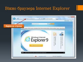 Вікно браузера Internet Explorer
Адресна строка
 