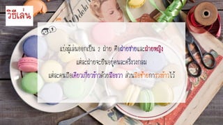 แบ่งผู้เล่นออกเป็น 2 ฝ่าย คือ และ
แต่ละฝ่ายจะยืนอยู่
แต่ละคนถือ ด้วย ส่วน กา ไว้
วิธีเล่น
1
 