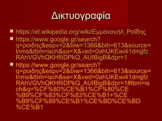 ΔικτυογραφίαΔικτυογραφία
 https://el.wikipedia.org/wiki/Εμμανουήλ_Ροΐδηςhttps://el.wikipedia.org/wiki/Εμμανουήλ_Ροΐδης
 https://www.google.gr/search?https://www.google.gr/search?
q=ροιδης&espv=2&biw=1366&bih=613&source=q=ροιδης&espv=2&biw=1366&bih=613&source=
lnms&tbm=isch&sa=X&ved=0ahUKEwi41dmjjfzlnms&tbm=isch&sa=X&ved=0ahUKEwi41dmjjfz
RAhVGVhQKHfIiDPkQ_AUIBigB&dpr=1RAhVGVhQKHfIiDPkQ_AUIBigB&dpr=1
 https://www.google.gr/search?
q=ροιδης&espv=2&biw=1366&bih=613&source=
lnms&tbm=isch&sa=X&ved=0ahUKEwi41dmjjfz
RAhVGVhQKHfIiDPkQ_AUIBigB&dpr=1#tbm=is
ch&q=%CF%80%CE%B1%CF%80%CE
%B9%CF%83%CF%83%CE%B1+%CE
%B9%CF%89%CE%B1%CE%BD%CE%BD
%CE%B1
 