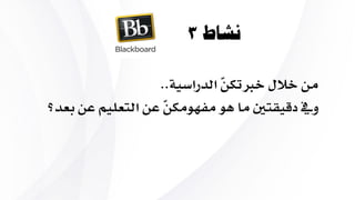 ‫نشاط‬3
‫جمموعتك‬ ‫مع‬ ‫بالتعاون‬
‫الدراسية‬ ّ‫ن‬‫خربتك‬ ‫خالل‬ ‫من‬..
‫بعد‬ ‫عن‬ ‫التعليم‬ ‫عن‬ ّ‫ن‬‫مفهومك‬ ‫هو‬ ‫ما‬ ‫دقيقتني‬ ‫ويف‬‫؟‬
 