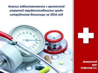 ProPowerPoint.Ru
Анализ заболеваемости с временной
утратой трудоспособности среди
сотрудников больницы за 2016 год
 