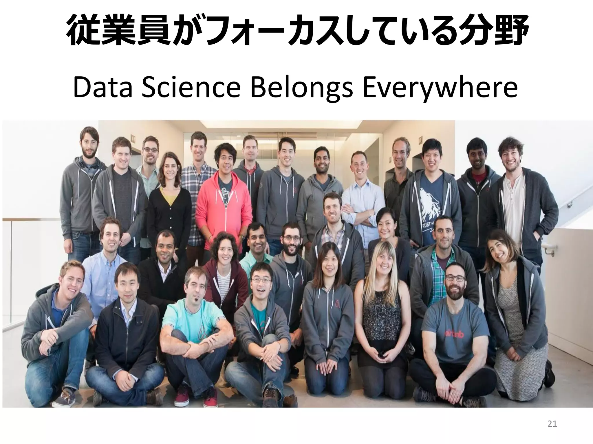 Data Science Belongs Everywhere
21
従業員がフォーカスしている分野
 