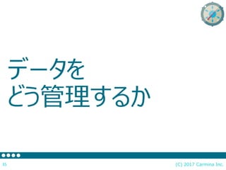 データを
どう管理するか
(C) 2017 Carmina Inc.35
 