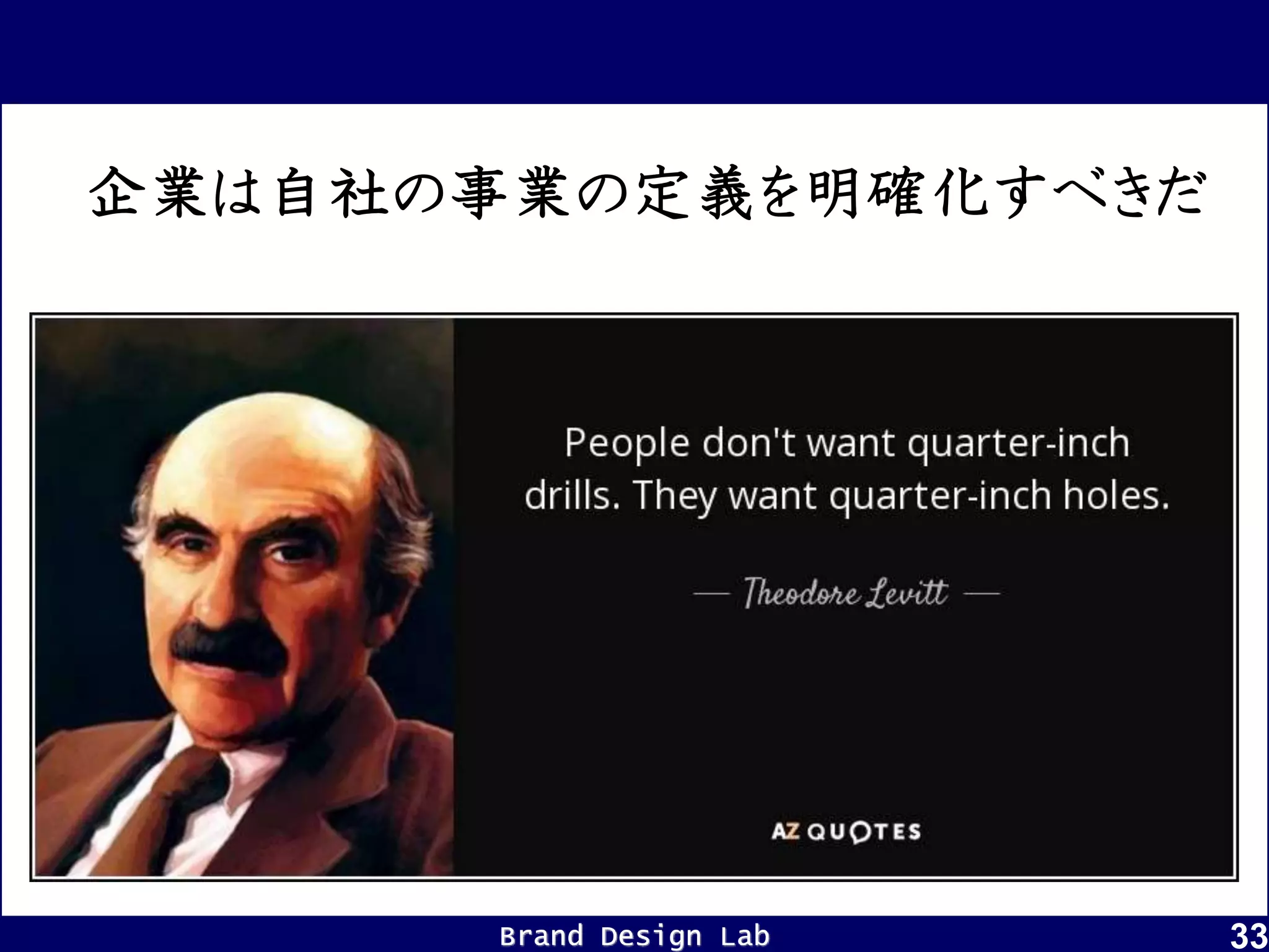 Brand Design Lab 33
企業は自社の事業の定義を明確化すべきだ
 