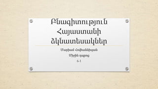 Բնագիտություն
Հայաստանի
ձկնատեսակներ
Մարիամ Հովհաննիսյան
Միջին դպրոց
6-1
 