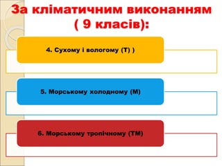 За кліматичним виконанням
( 9 класів):
4. Сухому і вологому (Т) )
5. Морському холодному (М)
6. Морському тропічному (ТМ)
 