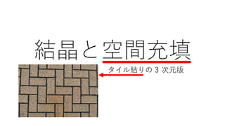 結晶と空間充填
タイル貼りの n 次元版3
 