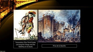 Troisordres (The Third Estate
carrying the Clergy and the
Nobility on its back) Prise de la Bastille
 