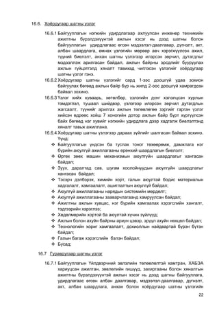 22
16.6.
16.6.1
- , , ,
, ,
, ,
,
.
16.6.2 1-
2-
.
16.6.3 , ,
, ,
,
Ү
.
16.6.4 .
:
 ,
;

;
 , ,
;
 , ,
, , ;
 ;
 ;
 , ,
;
 ;
 , ;
 ,
;
 ;
 ;
16.7
16.7.1 ,
, ,
,
, - , ,
, ,
 