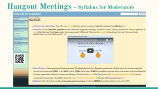 Hangout Meetings – Syllabus for Moderators
 