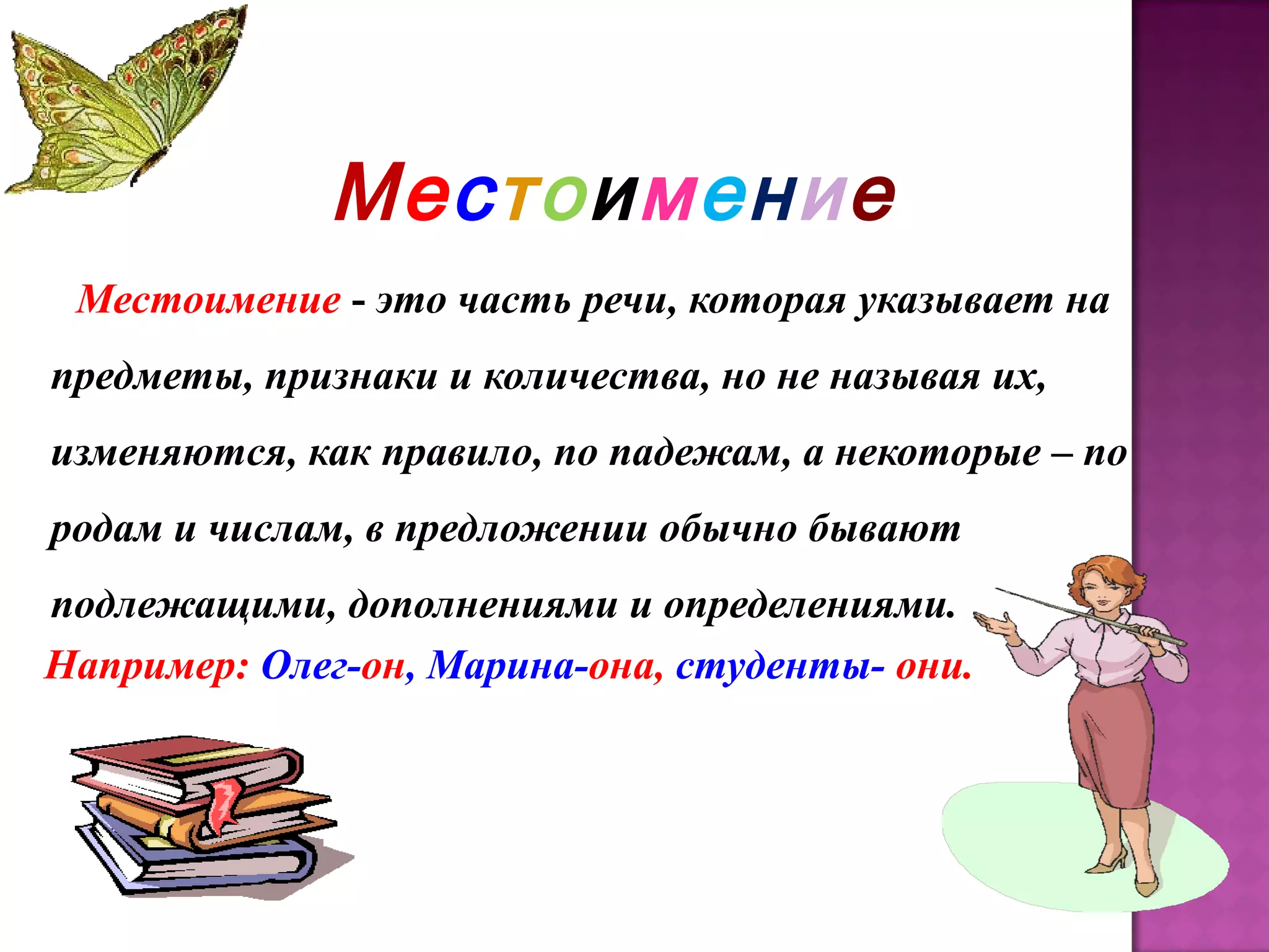 местоимение.виды местоимений.