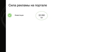 Сила рекламы на портале
Инвестиции 22 200
грн
 