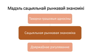Мадэль сацыяльнай рынкавай эканомікі
Сацыяльная рынкавая эканоміка
Таварна-грашовыя адносіны
Дзяржаўнае рэгуляванне
 