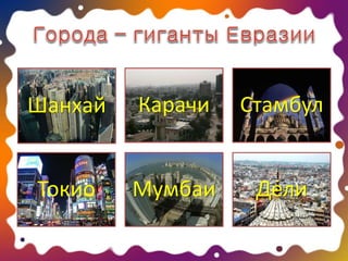 Шанхай Карачи Стамбул
Токио Мумбаи Дели
 