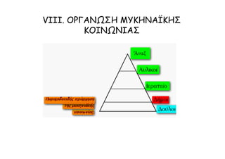 VIII. ΟΡΓΑΝΩΣΗ ΜΥΚΗΝΑΪΚΗΣ
ΚΟΙΝΩΝΙΑΣ
 