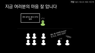 지금 여러분의 마음 잘 압니다
<뭣! 공작소 봉사 조직>
발표
개발-빌드-테스트-배포-피드백
 