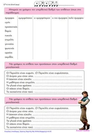 12β
το πιο γλυκό ψωμί
Ευνίκη ΤοκατλήΕπιμέλεια επανάληψης: Χρήστος Χαρμπής http://kritiria.blogspot.gr σελ.43
 