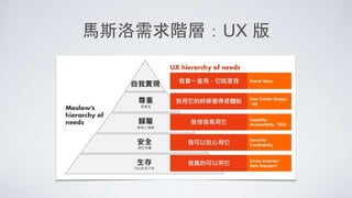 馬斯洛需求階層：UX 版
 