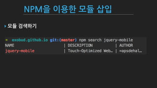 NPM을 이용한 모듈 삽입
▸ 모듈 검색하기
 