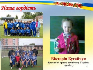 Наша гордість
27
Вікторія Бугайчук
Бронзовий призер чемпіонату України
з футболу
 