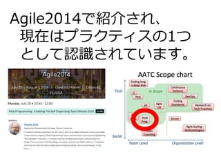 Agile2014で紹介され、
現在はプラクティスの1つ
として認識されています。
 