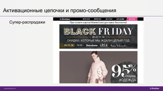 Активационные цепочки и промо-сообщения
Супер-распродажи
 