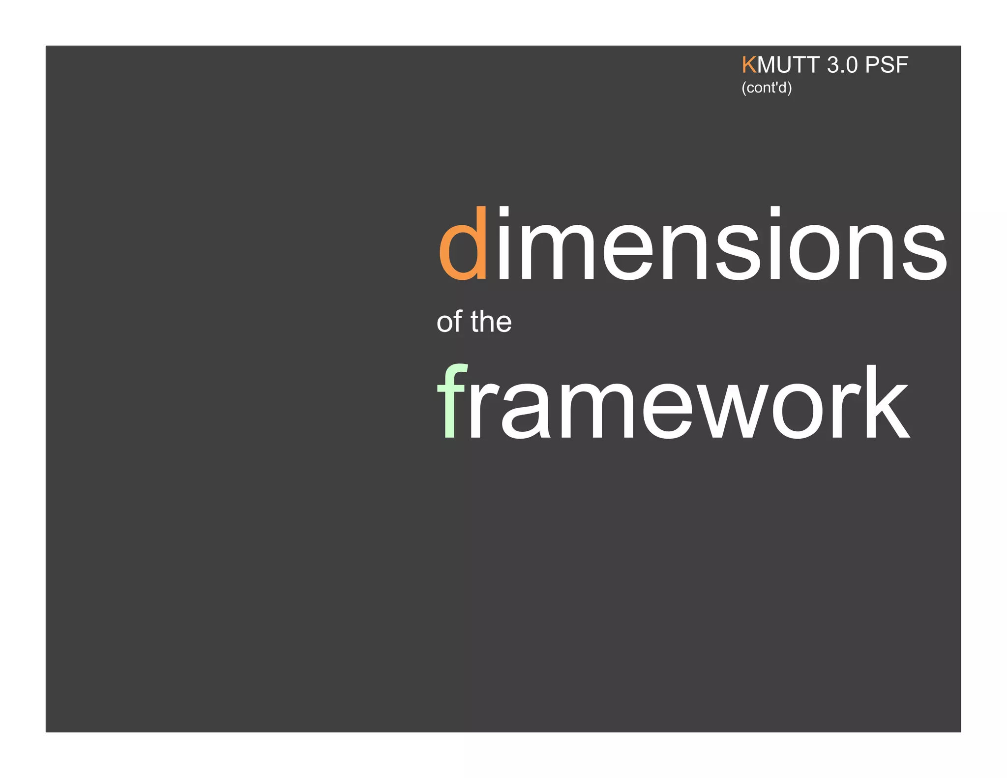 KMUTT 3.0 PSF
(cont'd)
dimensionsdimensions
of the
frameworka e o
 