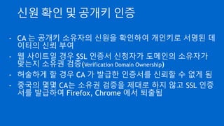 공개키 소유자의 신뢰성
- 공개키를 올린 이가 내가 통신하려는 그 사람이 맞을까?
- 통신을 도청하려는 누군가가 사칭해서 공개키를 올렸다면?
- 그렇다면 암호화를 해도 소용이 없을 텐데…
 