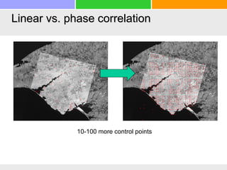Linear vs. phase correlation
10-100 more control points
 