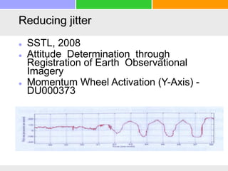 Reducing jitter
 SSTL, 2008
 Attitude Determination through
Registration of Earth Observational
Imagery
 Momentum Wheel Activation (Y-Axis) -
DU000373
 