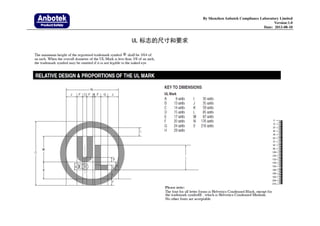 By Shenzhen Anbotek Compliance Laboratory Limited
Version:1.0
Date: 2013-08-10
UL 标志的尺寸和要求
 