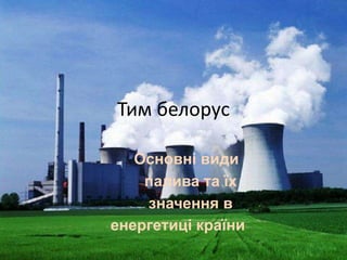 Тим белорус
Основні види
палива та їх
значення в
енергетиці країни
 